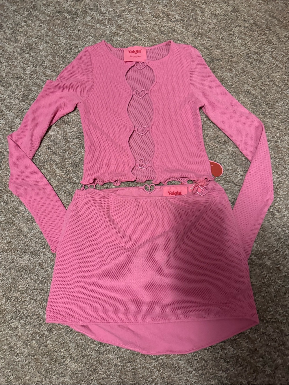 VOIGHT Heartbreaker Collection Pink mesh top and skirt set NWT